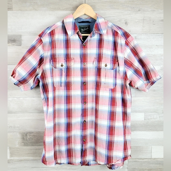 Woolrich Summer Plaid Cotton Button-Up Shirt Men's Size Large - Picture 13 of 16